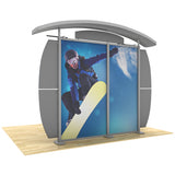 10ft Timberline™ Modular Display w/ Arch Top, Metal Fusion ® Curved wings and TV mount