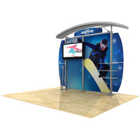 10ft Timberline™ Modular Display w/ Arch Top, Metal Fusion ® Curved wings and TV mount